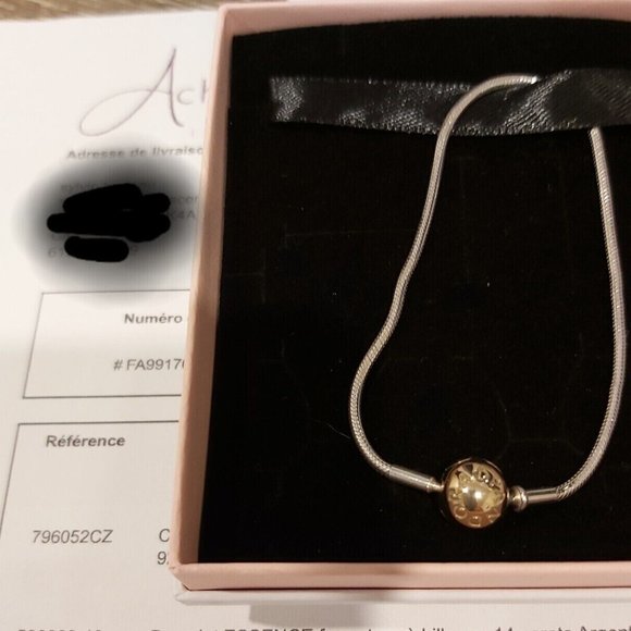 Authentic Pandora Essence Sterling Silver & 14k Gold Bracelet 596003-19 7.5" - Picture 2 of 9